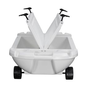 Floating Cooler, 40 QT Floating Ice Chest with Dry Storage, Wheels & Tow Rope, Premium LLDPE Amphibious Drink Cooler for Water & Land (Color: White, Type: With Wheels)